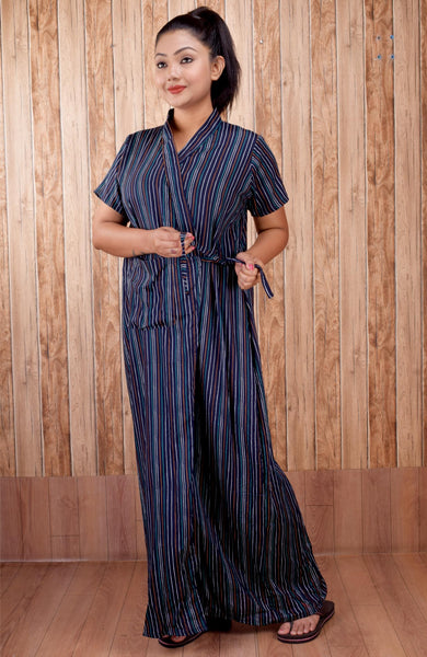 CLYMAA Women's Rayon Cotton Half Sleeves S to 3XL Size Robe/House Coat/Night Gown/ Maternity Gown with Pocket