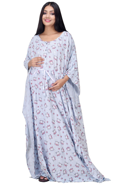 CLYMAA Women Long Maternity/Nursing/Feeding Kaftan/Kaftan Nighty/ Beach Kaftan (Fit L to 8XL Size)