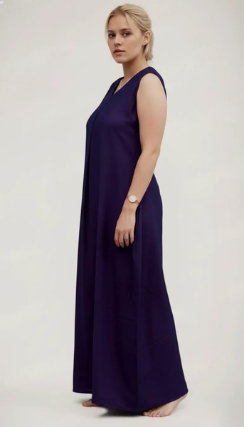 Women's Sleeveless Maxi Dress, V-Neck, Loose Fit, with Pockets, Casual Style ( Extra sleeves attached )