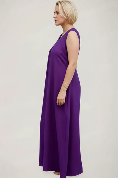 Women's Sleeveless Maxi Dress, V-Neck, Loose Fit, with Pockets, Casual Style ( Extra sleeves attached )