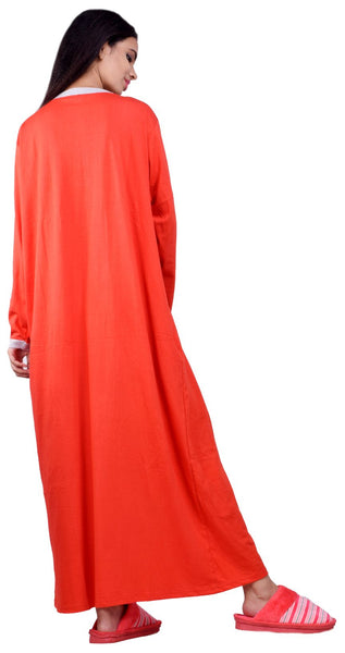 CLYMAA Women Autumn Soft Cotton/Hosiery Cotton Full Sleeve Nighty/Slip/Maxi/Nightgown