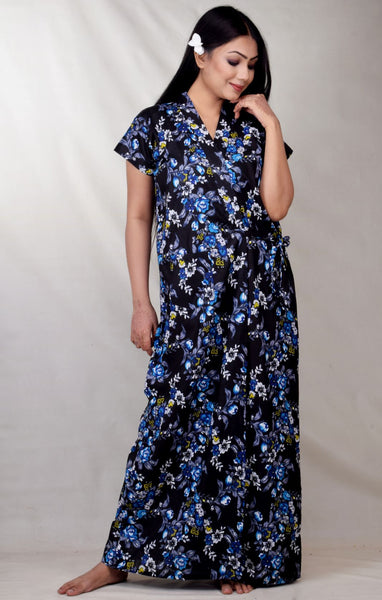 CLYMAA Women's Pure Cotton Half Sleeves S, M, L Size Robe/House Coat/Night Gown/ Maternity Gown with Pocket