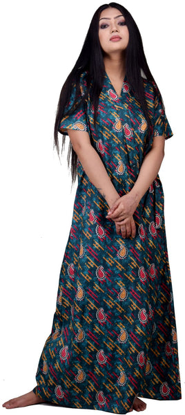 CLYMAA Women's Pure Cotton Half Sleeves L , XL Size Robe/House Coat/Night Gown/ Maternity Gown with Pocket