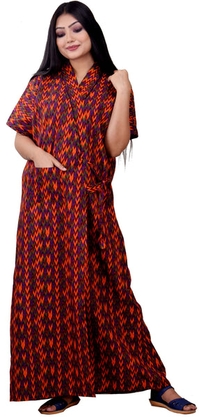 CLYMAA Women's Pure Cotton Half Sleeves Robe/Housecoat ( Size : L,XL,XXL )