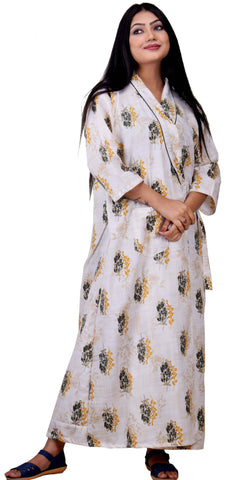 CLYMAA Women's MIX Cotton Quarter Sleeves Robe/Housecoat ( Size : L,XL,XXL )