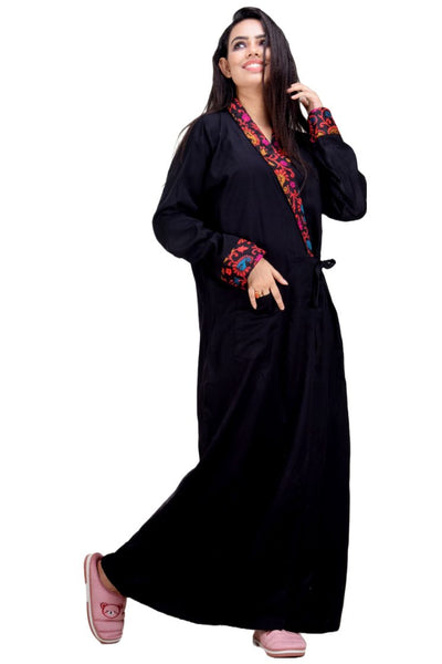 CLYMAA® Women's Exclusive Winter Warm Housecoat/Rapper /Robe/Full Open Nighty (EWHC2235001BK)