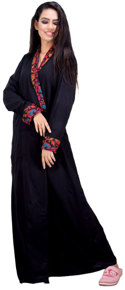 CLYMAA® Women's Exclusive Winter Warm Housecoat/Rapper /Robe/Full Open Nighty (EWHC2235001BK)