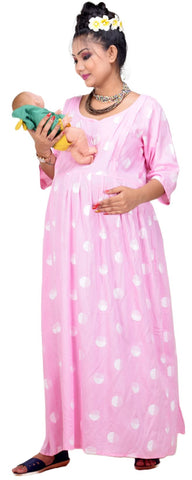 CLYMAA Woman Rayon Maternity Gown/Maternity wear/Feeding gown Sizes XL (FDR222001BP)