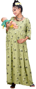 CLYMAA Woman Rayon Maternity Gown/Maternity wear/Feeding gown Sizes XL (FDR2221003LG)