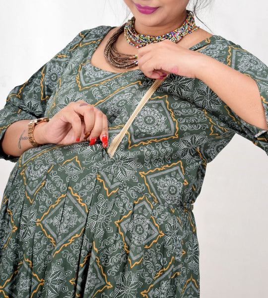 CLYMAA Woman Rayon Maternity Gown/Maternity wear/Feeding gown Sizes XL (FDR2221004BTG)