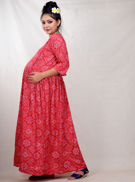 CLYMAA Woman Rayon Maternity Gown/Maternity wear/Feeding gown Sizes XL (FDR2221004MR)
