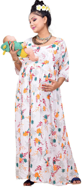 CLYMAA Woman Rayon Maternity Gown/Maternity wear/Feeding gown Sizes XL (FDR2221006WOR)