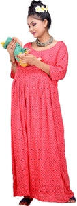 CLYMAA Woman Rayon Maternity Gown/Maternity wear/Feeding gown Sizes XL (FDR2221007RD)