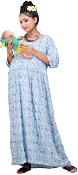 CLYMAA Woman Rayon Maternity Gown/Maternity wear/Feeding gown Sizes XL (FDR2221008LB)