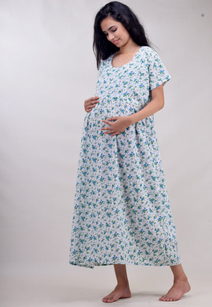 CLYMAA Woman Pure Cotton Maternity Gown/Maternity wear/Feeding gown