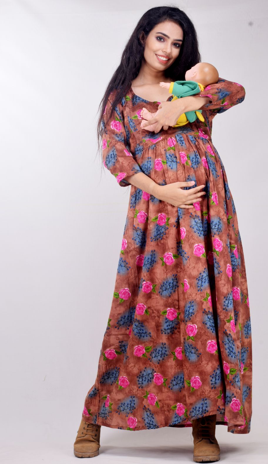 Buy online Brown Cotton Maternity Gown from clothing for Women by Be You  for ₹519 at 54% off | 2024 Limeroad.com