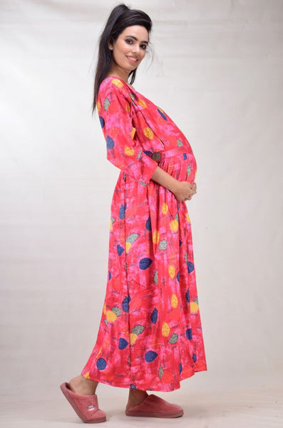 CLYMAA Woman Rayon Cotton Maternity Gown/Maternity wear/Feeding gown Sizes L to 3XL (FEEDINGR2126004PK)