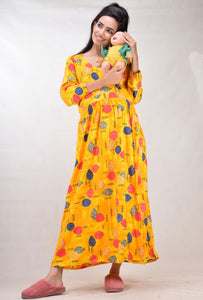 CLYMAA Woman Rayon Cotton Maternity Gown/Maternity wear/Feeding gown Sizes L to 3XL (FEEDINGR2126004Y)