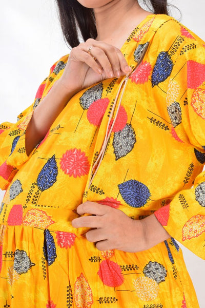 CLYMAA Woman Rayon Cotton Maternity Gown/Maternity wear/Feeding gown Sizes L to 3XL (FEEDINGR2126004Y)