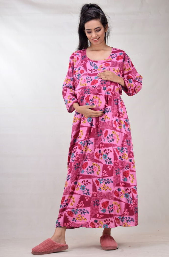Buy Prk Women's Cotton Floral Printed Anarkali Maternity Feeding Gown|  Maternity Feeding Kurti with Dori for Pregnancy (Light Green,Medium) at  Amazon.in