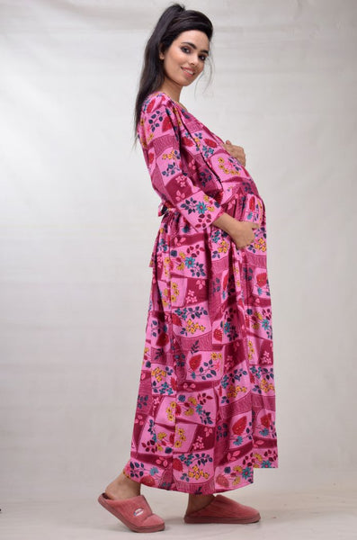 CLYMAA Woman Rayon Cotton Maternity Gown/Maternity wear/Feeding gown Sizes L to 3XL (FEEDINGR2126009PK)