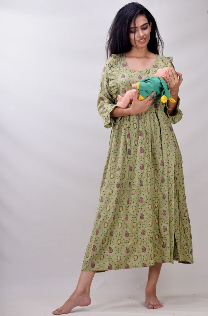 Beige Oversize Maternity Cotton Tunic Dress | Mometernity