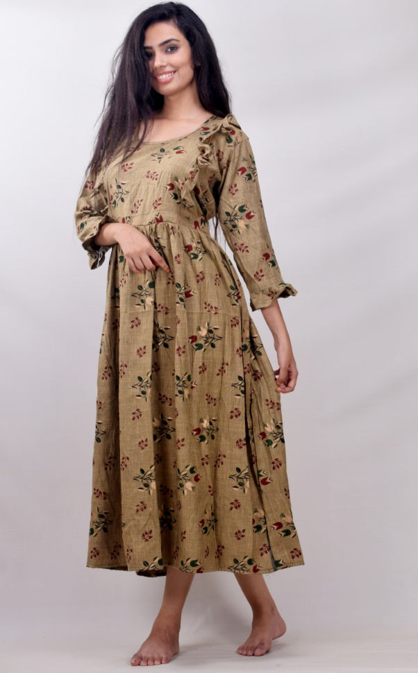 CLYMAA Woman Mix Cotton Maternity gown / Feeding Gown