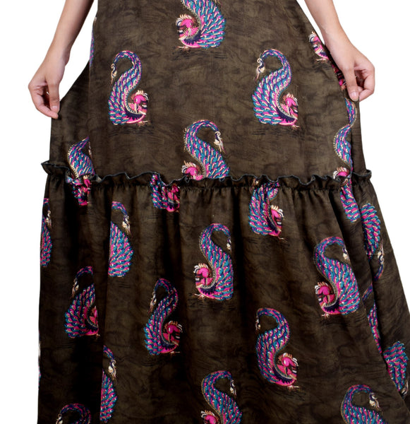 Clymaa Women's Printed Sleeveless Long Gown (GR2228003OL)