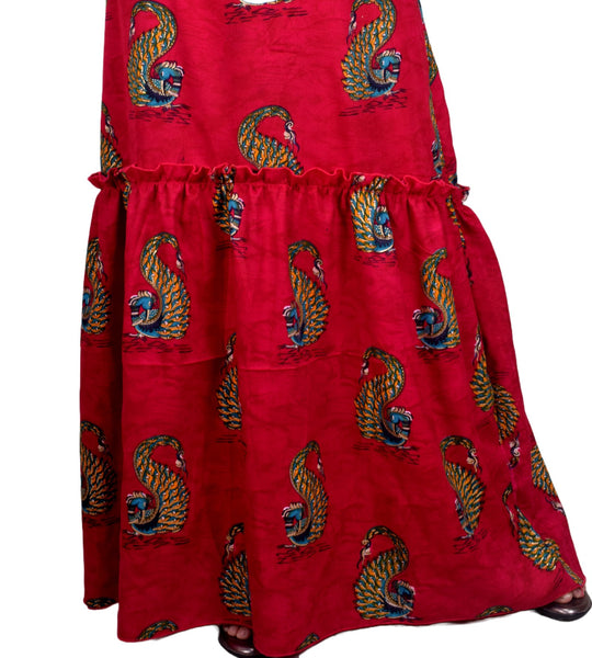 Clymaa Women's Printed Sleeveless Long Gown (GR2228003PK)