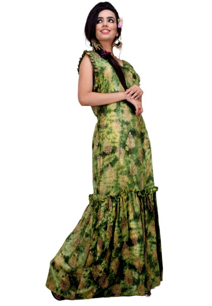 Clymaa Women's Printed Sleeveless Long Gown (GR2228004G)