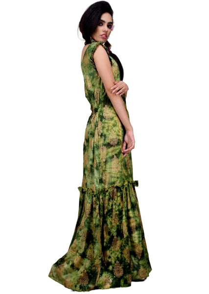 Clymaa Women's Printed Sleeveless Long Gown (GR2228004G)