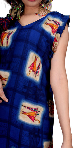 Clymaa Women's Printed Sleeveless Long Gown (GR2228005NV)