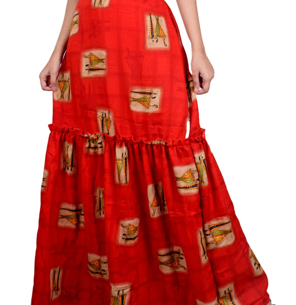 Clymaa Women's Printed Sleeveless Long Gown (GR2228005RD)