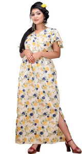 CLYMAA Women's Gown Dress with Frill Sleeves & Back Bow(GRHF2125001WYXL)