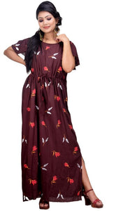 CLYMAA Women's Stylish Gown Dress with Frill Sleeves(GRHFBW2125002COFFEEXL)