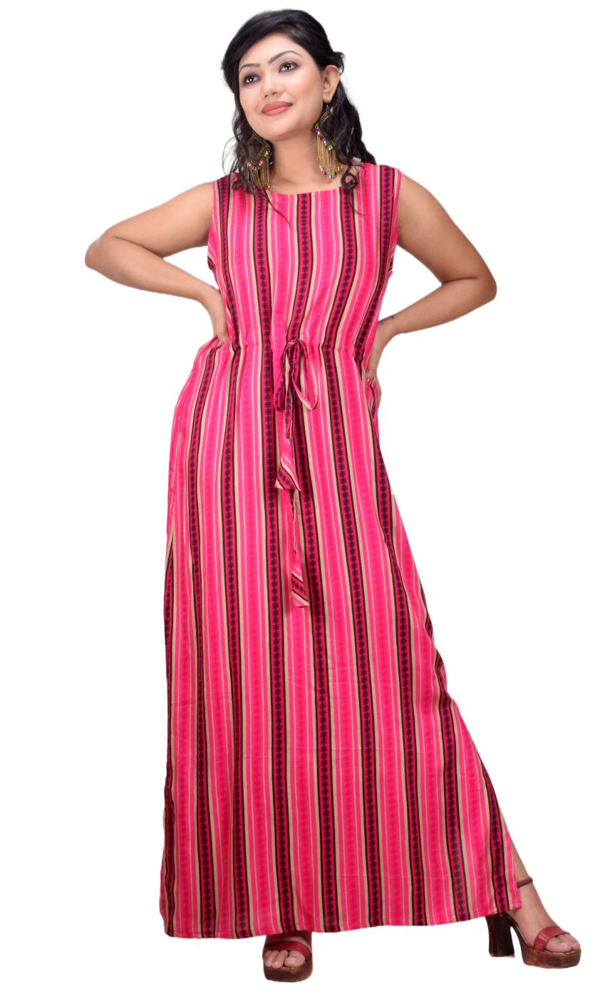 CLYMAA Women's Sleeveless Back Bow Stylish Gown Dress (GRSLBW2125003PKL)