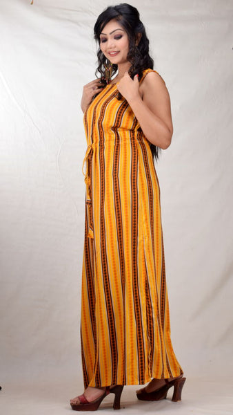 CLYMAA Women's Sleeveless Back Bow Stylish Gown Dress (GRSLBW2125003YL)