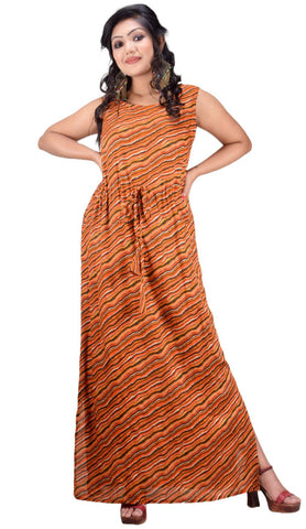 CLYMAA Women's Sleeveless Back Bow Stylish Gown Dress (GRSLBW2125004ORL)
