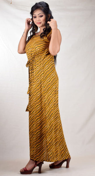 CLYMAA Women's Sleeveless Back Bow Stylish Gown Dress (GRSLBW2125004YL)