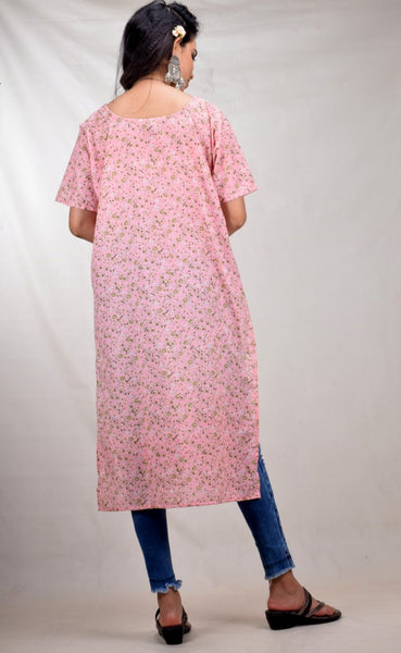 CLYMAA® Women's Pure Cotton Printed Half Sleeve Straight Kurti  (KCR221152003PK)