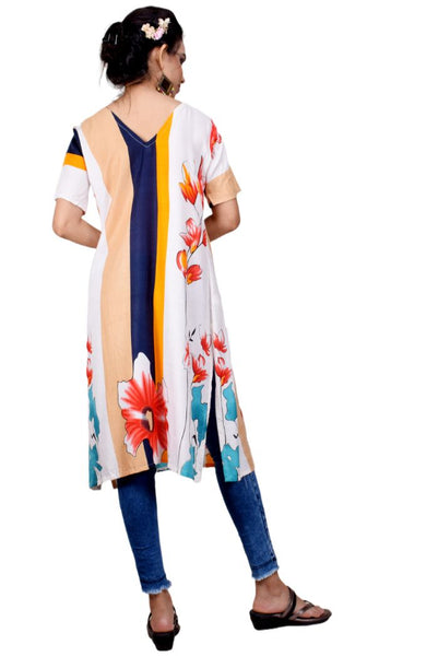 Clymaa Women's  Full Length Half Sleeve Rayon Kurti (KCR221152005WRD)