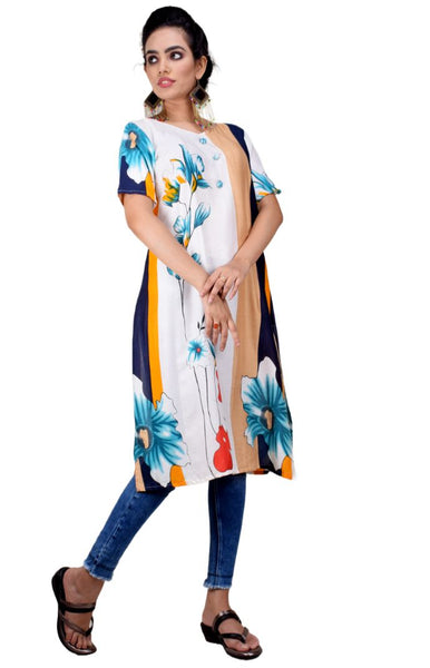 Clymaa Women's  Full Length Half Sleeve Rayon Kurti (KCR221152005WSG)