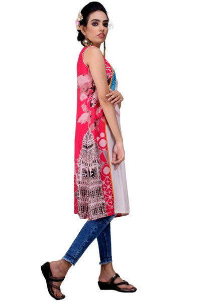 Clymaa Women's  Full Length Sleeveless Rayon Kurti (KRFS22175004PK)