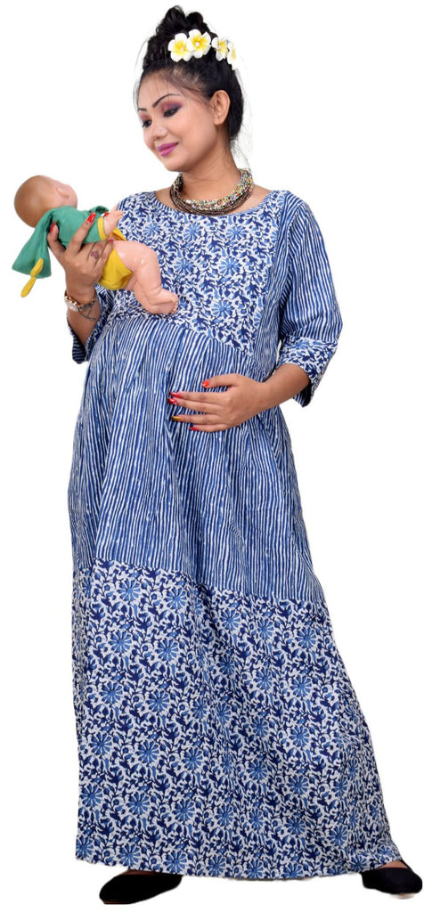 Cotton Boho Stitch Maternity & Nursing Midi Dress | Seraphine