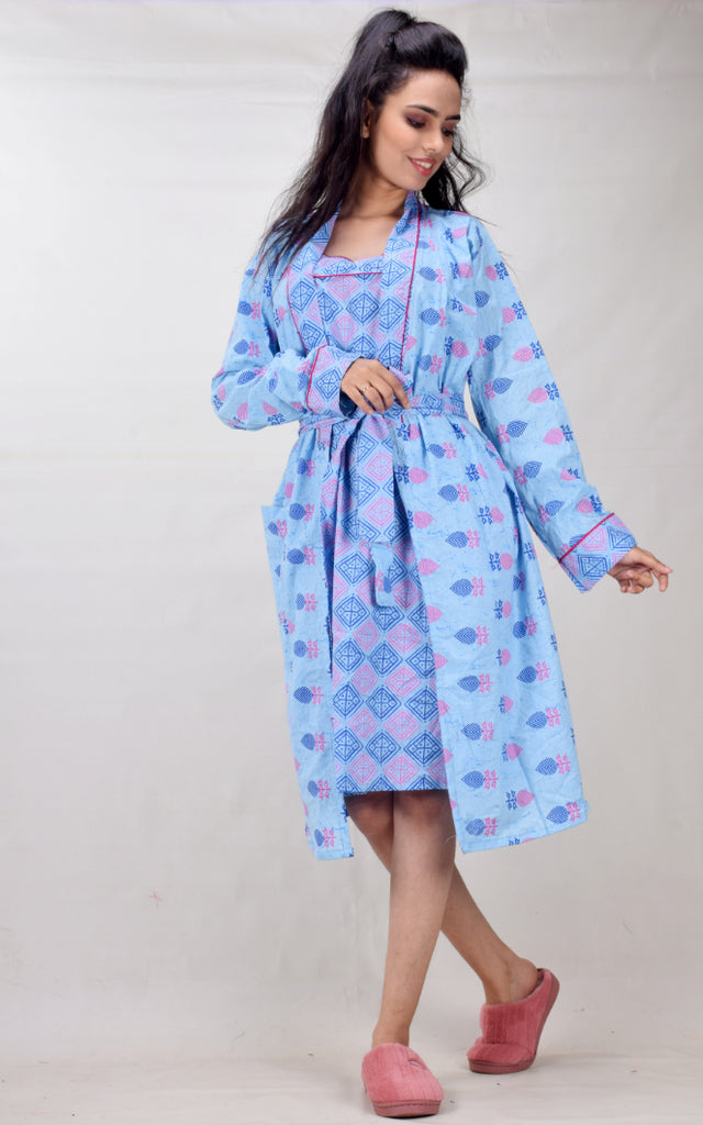 Buy Zivame Pretty Pigs Cotton Full Length Nightdress - Green at Rs.518  online | Nightwear online