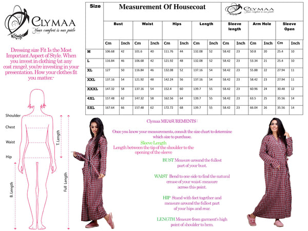 CLYMAA® Women's Winter Warm Housecoat/Rapper /Robe/Full Open Nighty (WHC222001BG)