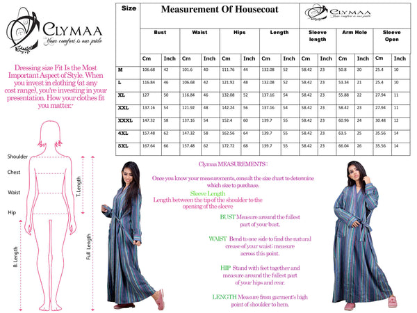 CLYMAA® Women's Winter Warm Housecoat/Rapper /Robe/Full Open Nighty (WHCS22225001PR)