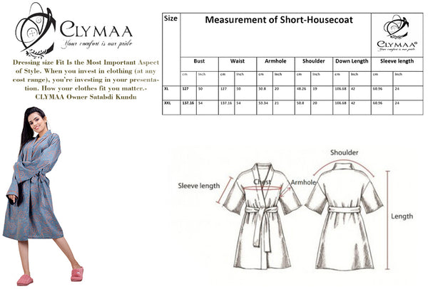 CYMAA Women's Lightweight Housecoat/ Robe/ Nightgown (Size XL & XXL) -Your Comfort is our Pride